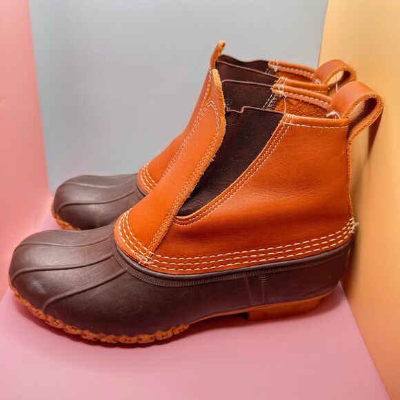 L.L. Bean Duck Boots Leather Waterproof and Rubber Size 8.5 (Bx 22) - Picture 3 of 8